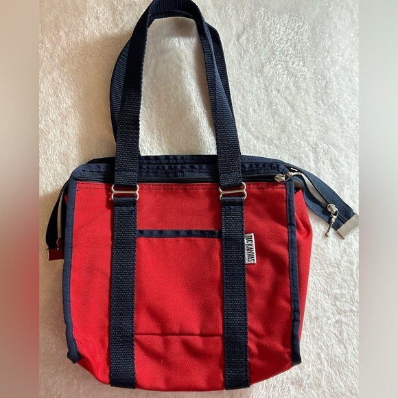 TLC KANVAS Handbags - TLC KANVAS  Red and Navy Satchel Dual Zip Customized Pockets